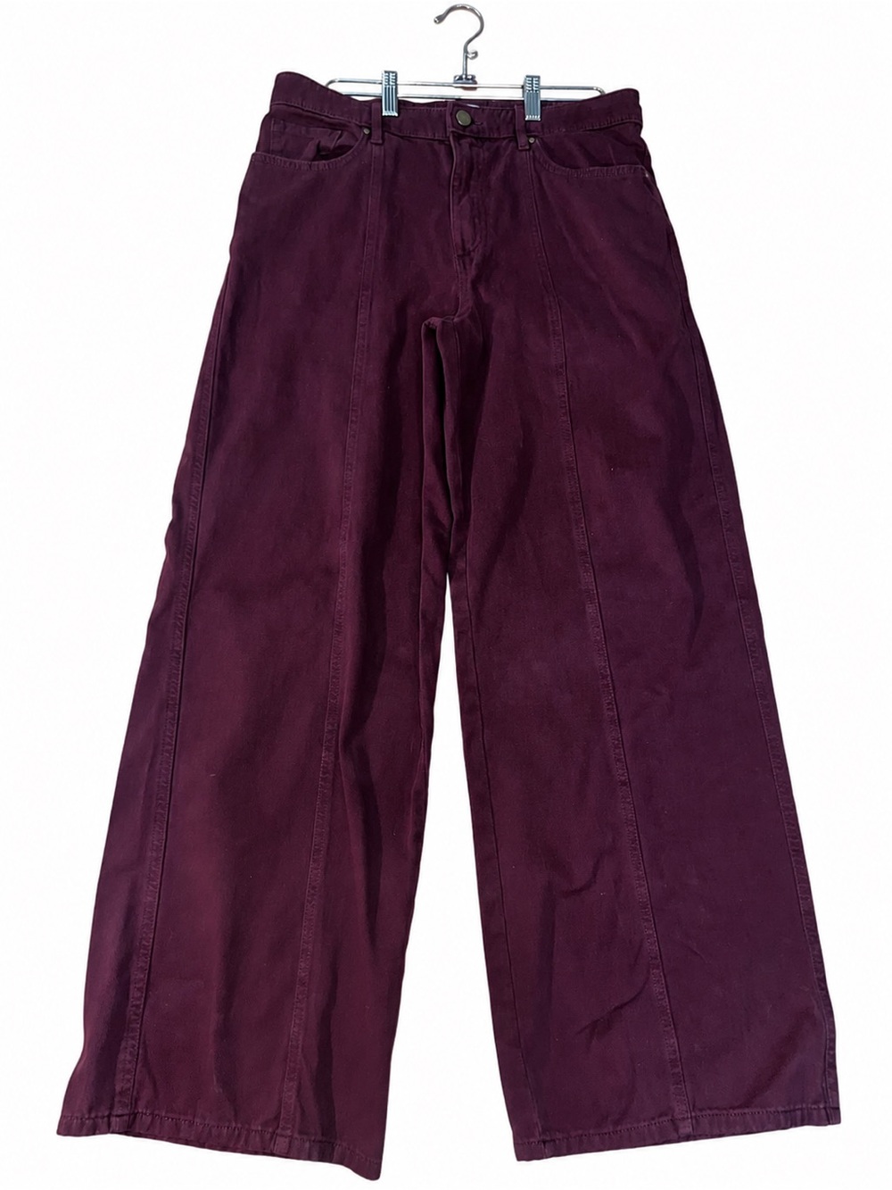 LOFT Burgundy Five-Pocket Seamed Wide-Leg Pants - Size 6 - Picture 7 of 10